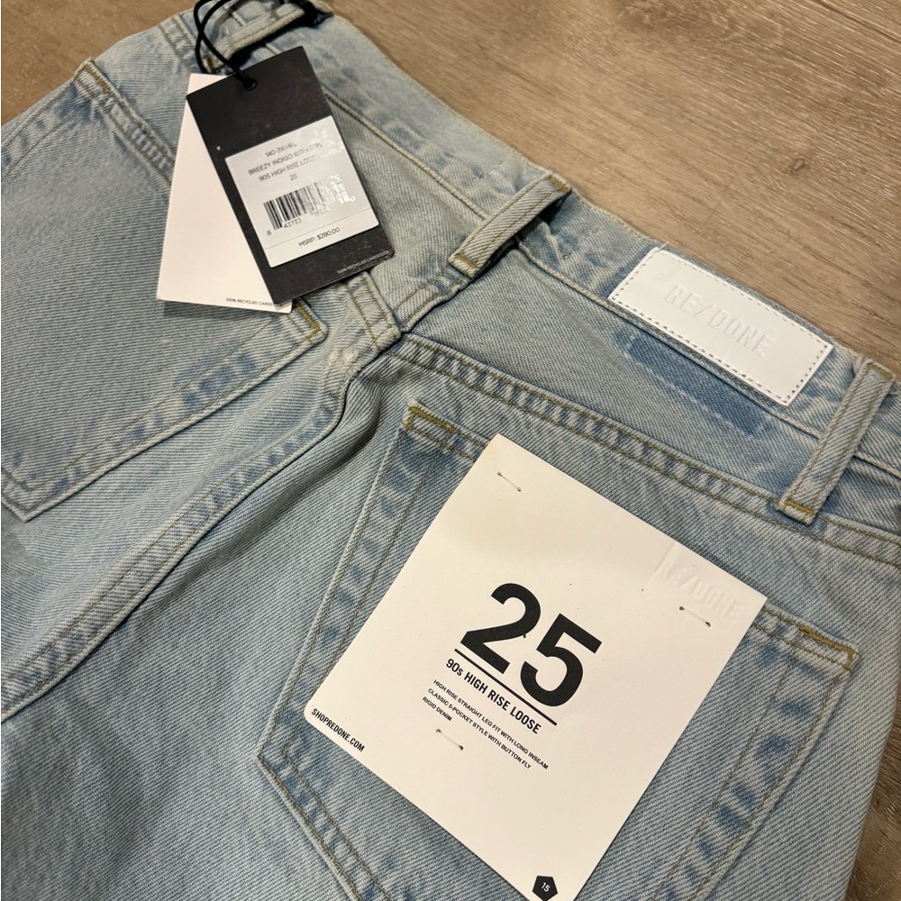 Re/Done Light Blue Distressed 90s high rise loose distressed Jeans - Picture 6 of 15